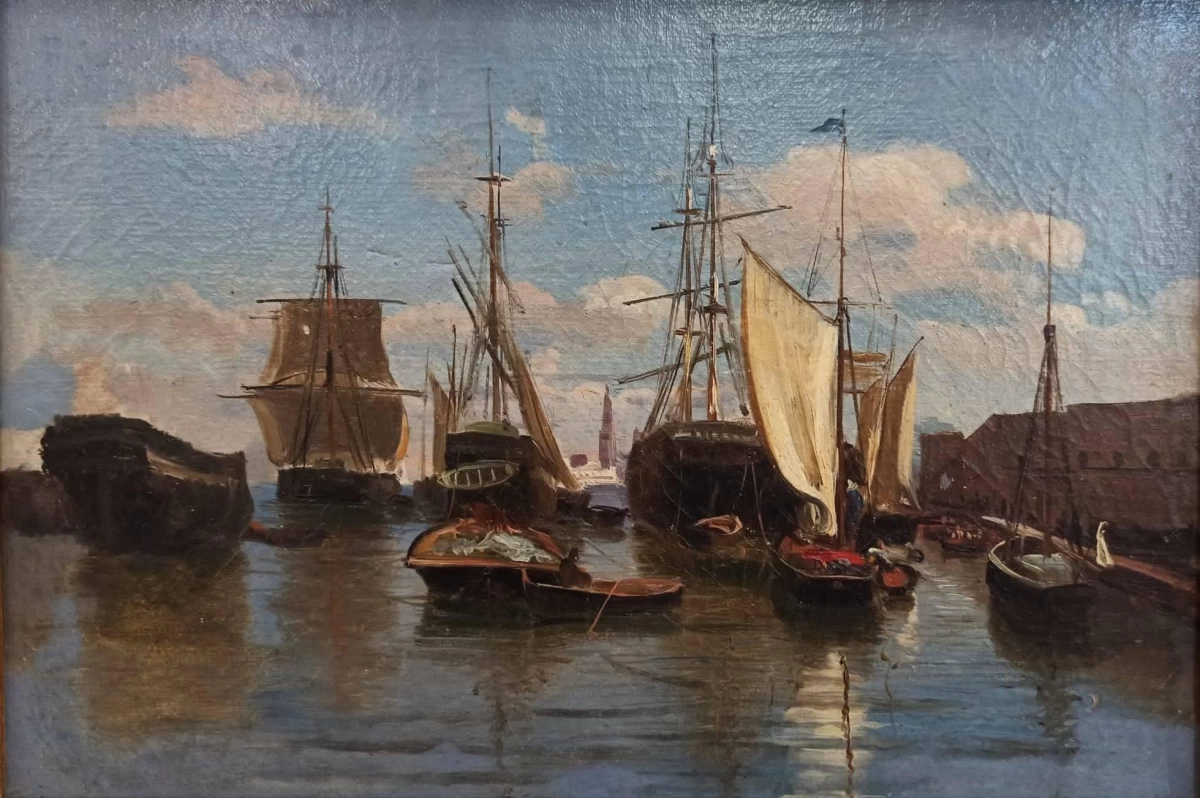 Paesaggio marino con nave allo scalo - Museo Civico, Palazzo d'Avalos, Vasto, (CH)